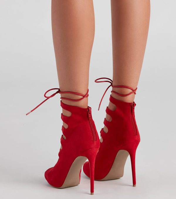 Miss Stylish Lace Up Stiletto Booties - Image 4