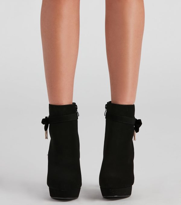 Bow Beauty Nubuck Platform Booties - Image 2