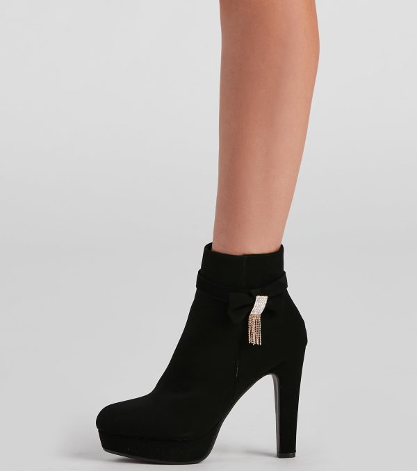 Bow Beauty Nubuck Platform Booties - Image 3