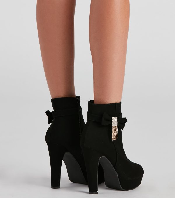 Bow Beauty Nubuck Platform Booties - Image 4