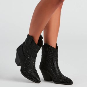Glitzy Rhinestone Western Booties