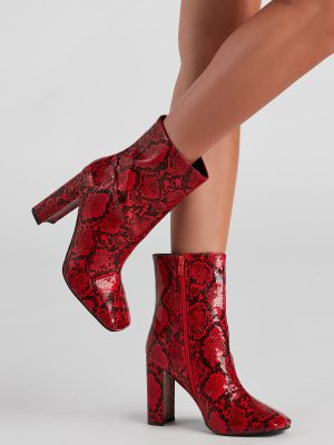 Make You Rattle Faux Leather Snake Booties