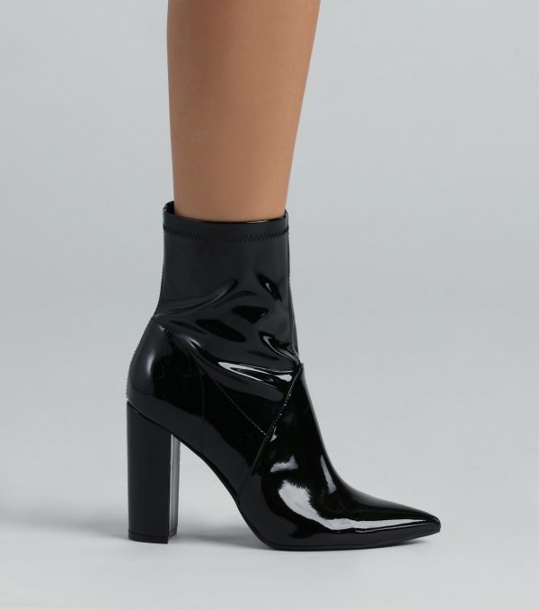 Made Ya Look Patent Block Heel Booties - Image 3