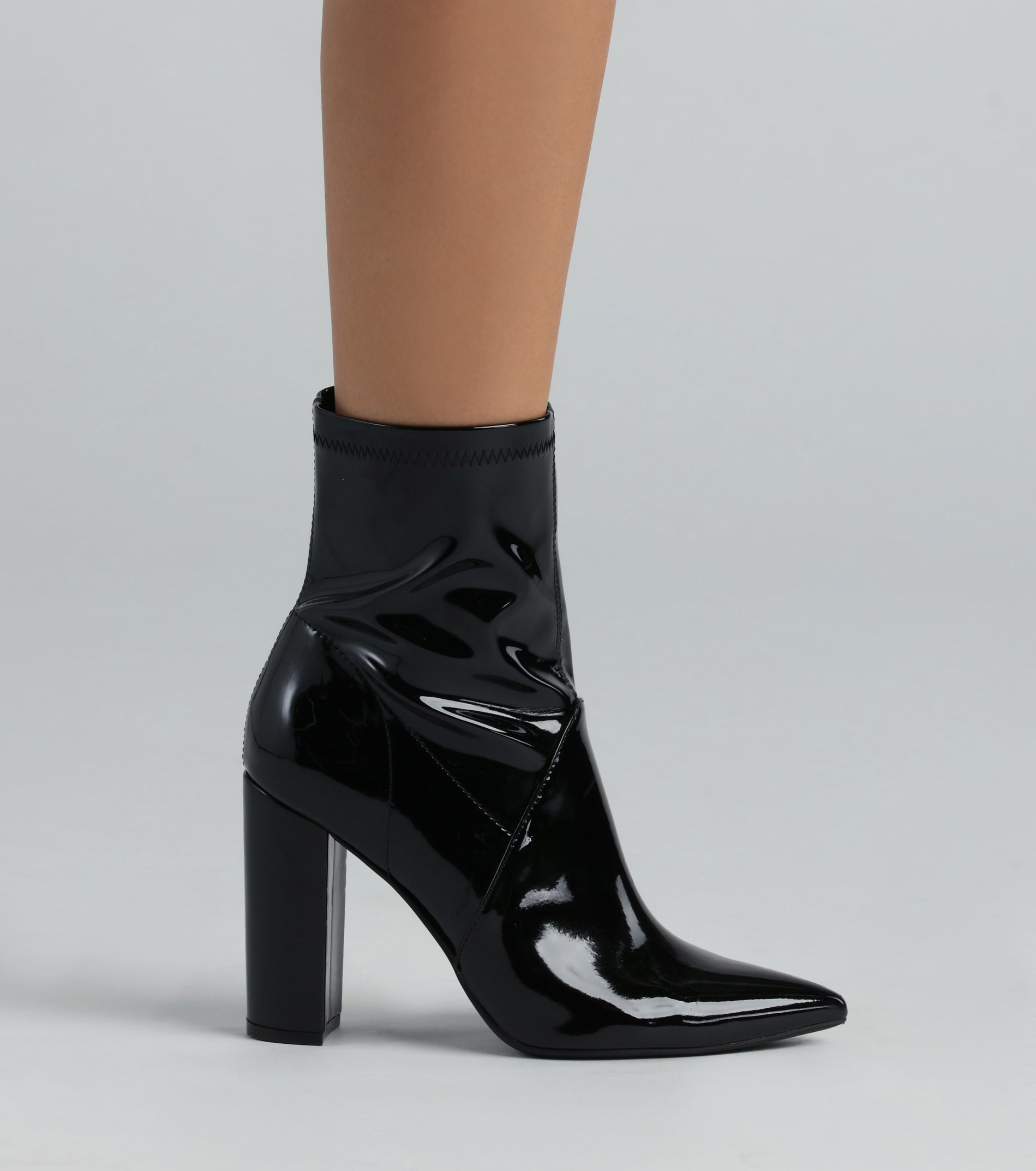 Made Ya Look Patent Block Heel Booties - Image 3