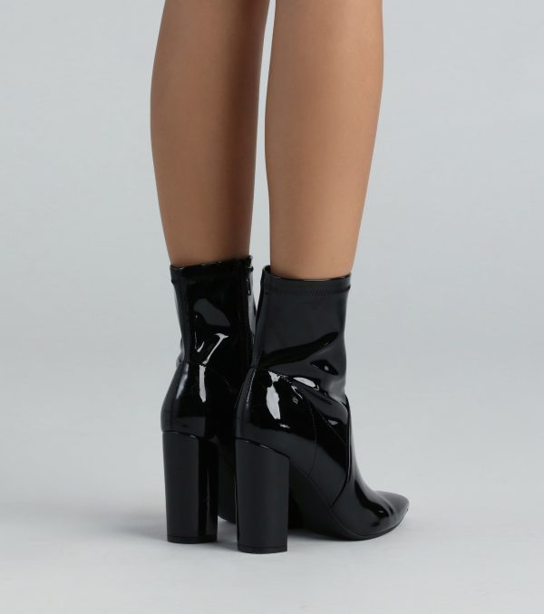 Made Ya Look Patent Block Heel Booties - Image 4