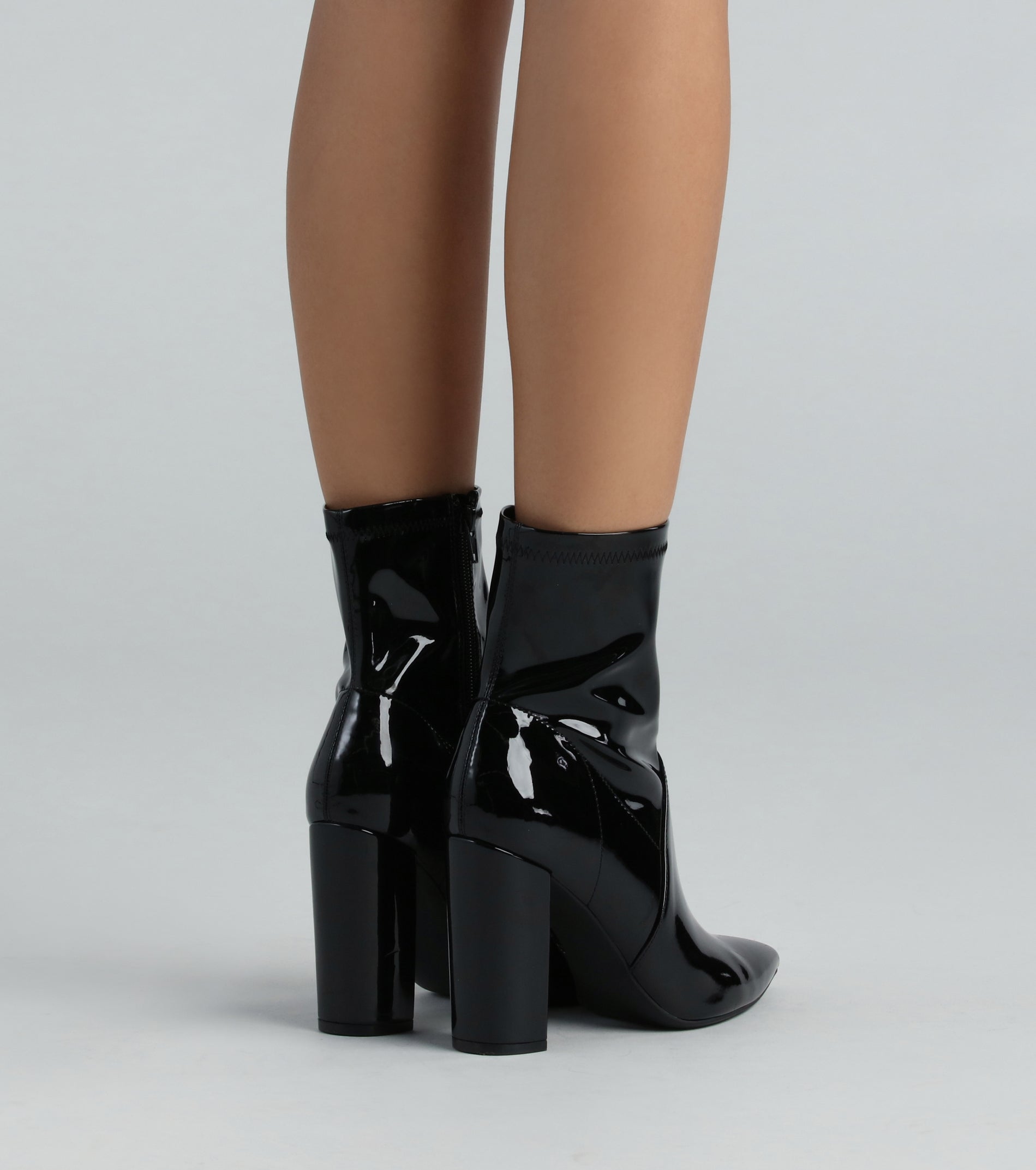 Made Ya Look Patent Block Heel Booties - Image 4