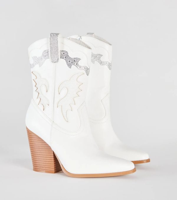 Made You Dazzle Rhinestone Pearl Cowboy Boots - Image 5