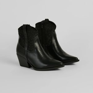 Western Glam Pearl Detail Ankle Booties