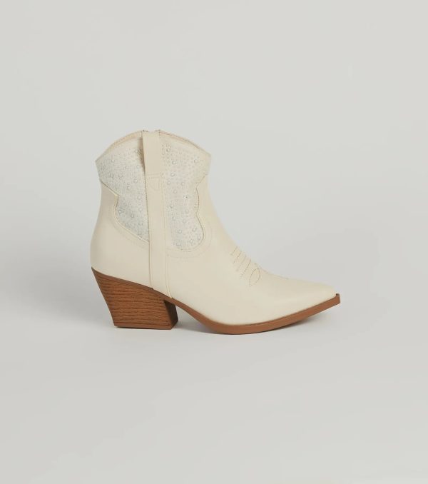 Western Glam Pearl Detail Ankle Booties - Image 6