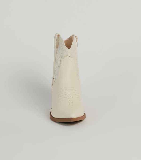 Western Glam Pearl Detail Ankle Booties - Image 7