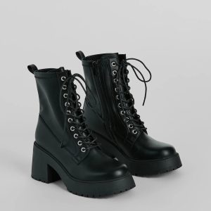 Tough Girl Chic Platform Combat Lug Booties