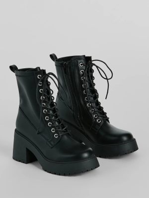 Tough Girl Chic Platform Combat Lug Booties