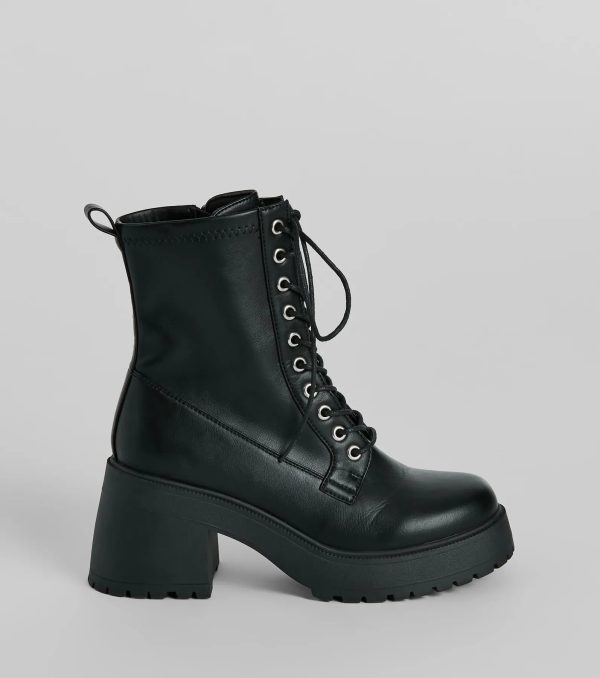 Tough Girl Chic Platform Combat Lug Booties - Image 2