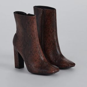 Chic Moves Snake Print Faux Leather Booties