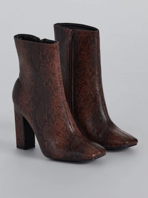 Chic Moves Snake Print Faux Leather Booties
