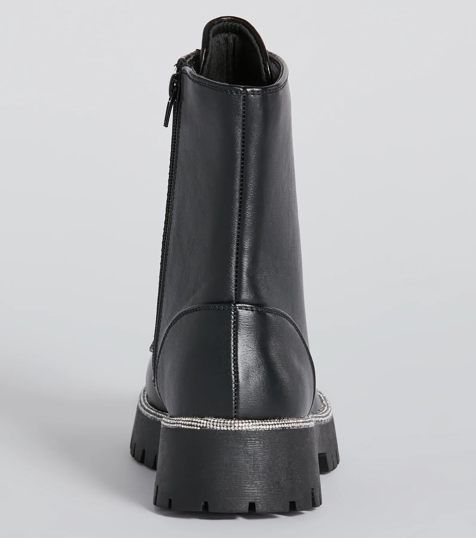 Glam Rockstar Rhinestone Lace-Up Combat Boots - Image 4