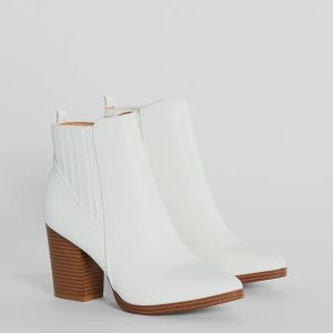 Trendy Moves Block Heel Faux Leather Booties