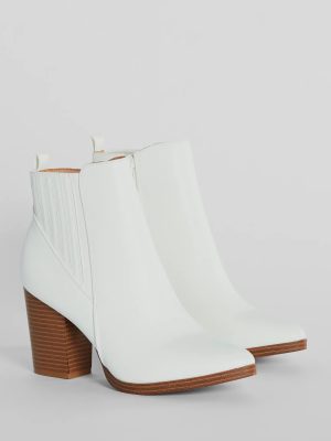 Trendy Moves Block Heel Faux Leather Booties