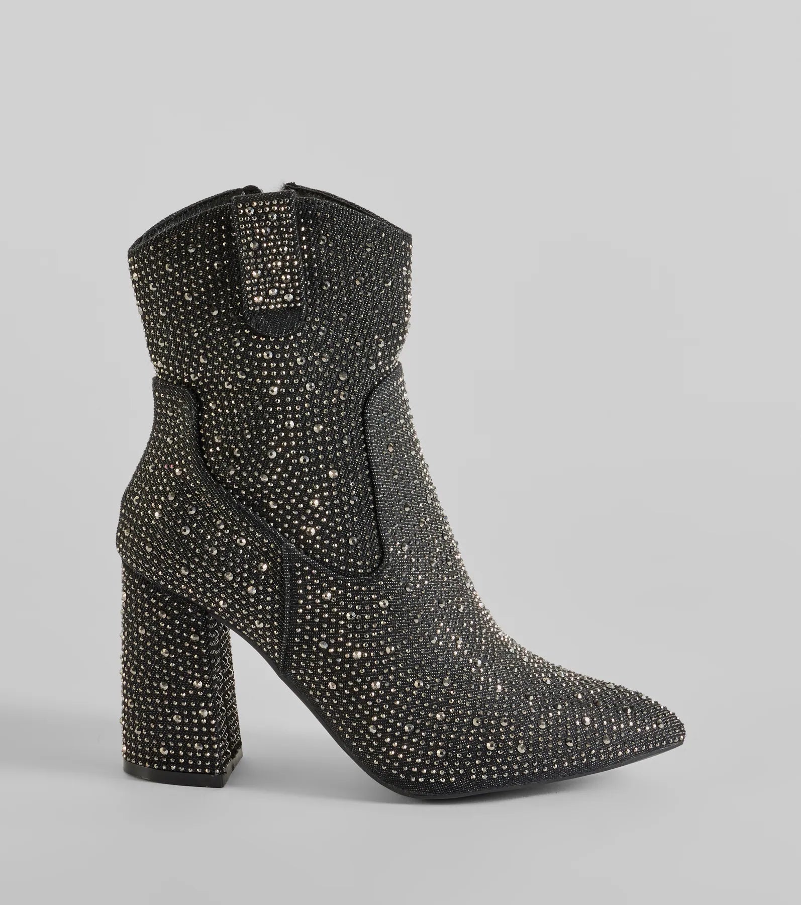 Glam Out West Rhinestone Denim Booties - Image 2