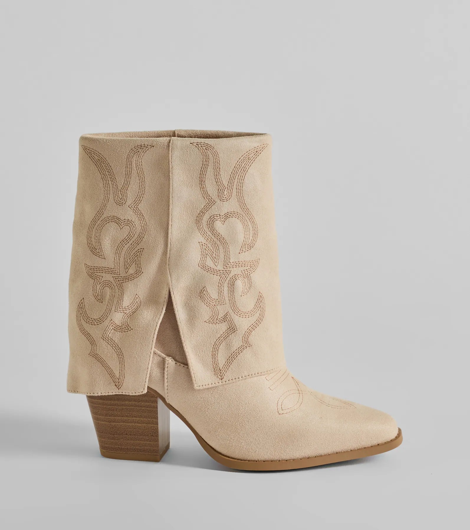 Country Vibes Faux Suede Foldover Cowboy Boots - Image 2