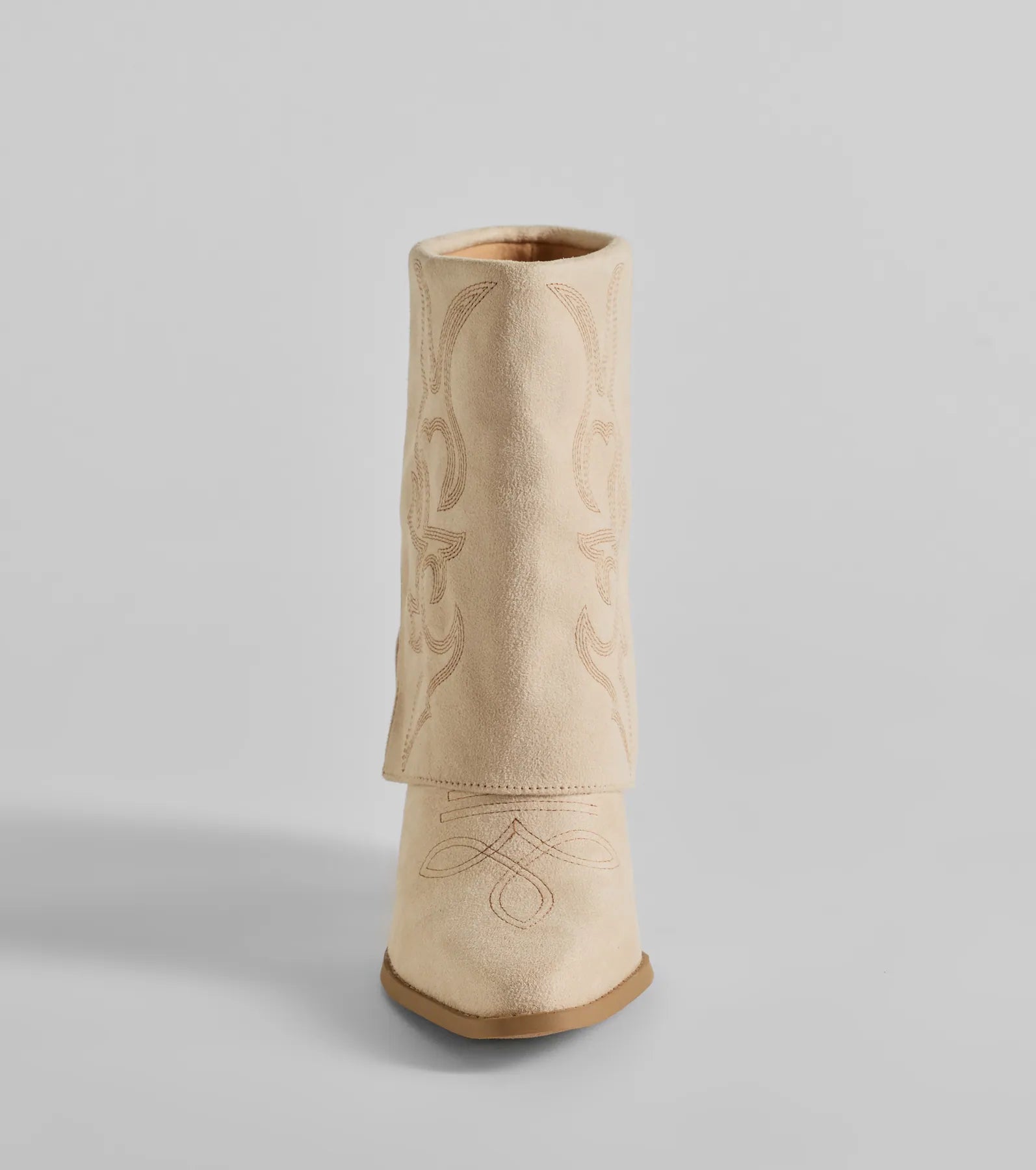 Country Vibes Faux Suede Foldover Cowboy Boots - Image 3
