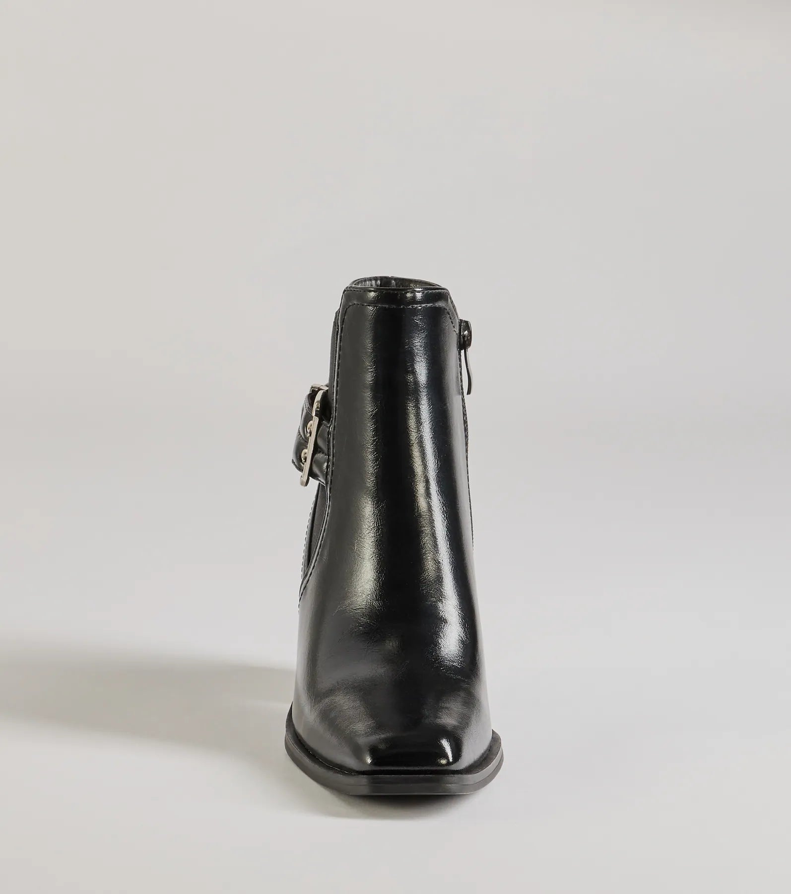 Edgy Fave Buckle Strap Faux Leather Ankle Booties - Image 3