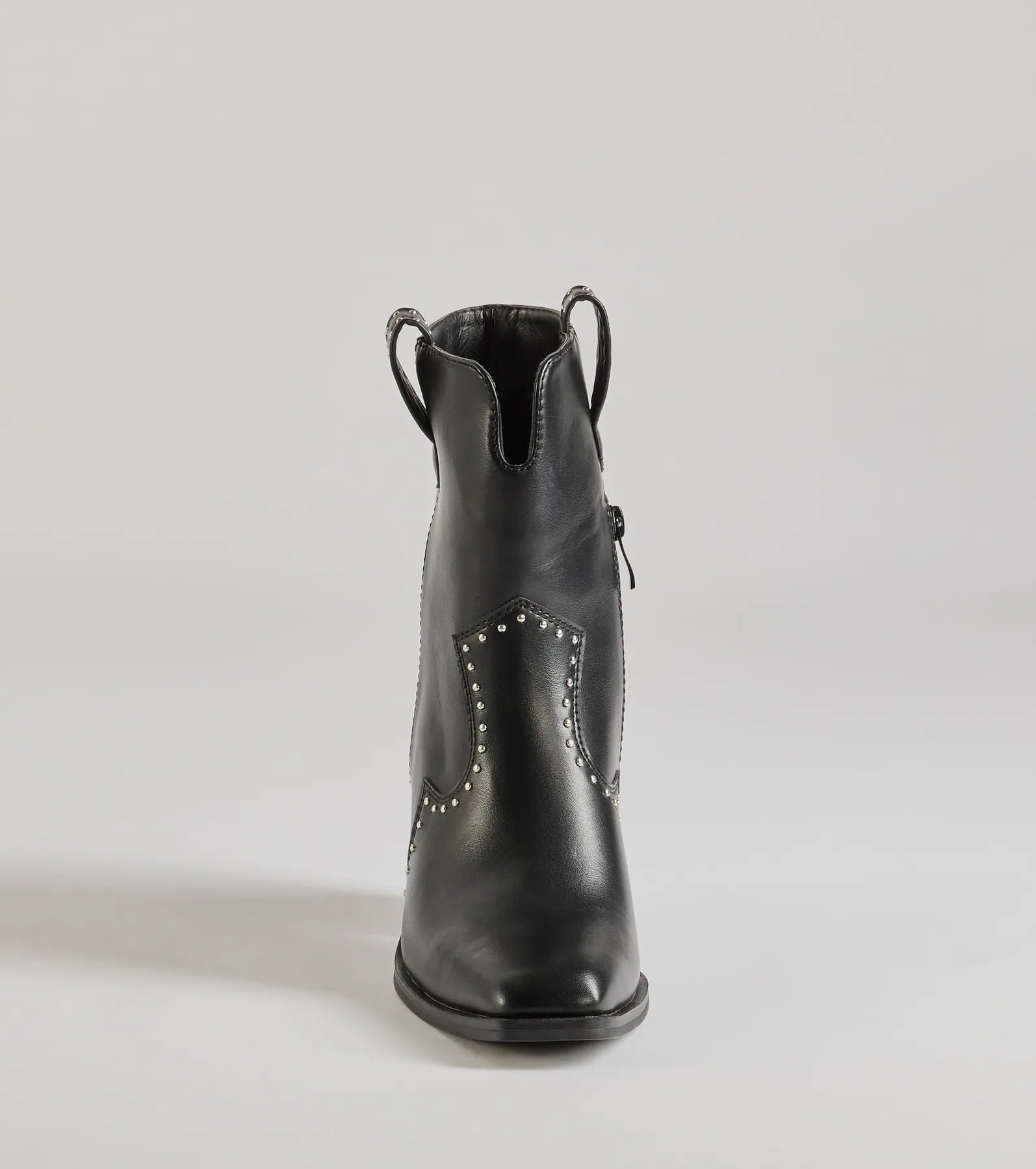 Chic Western Studded Faux Leather Booties - Image 3