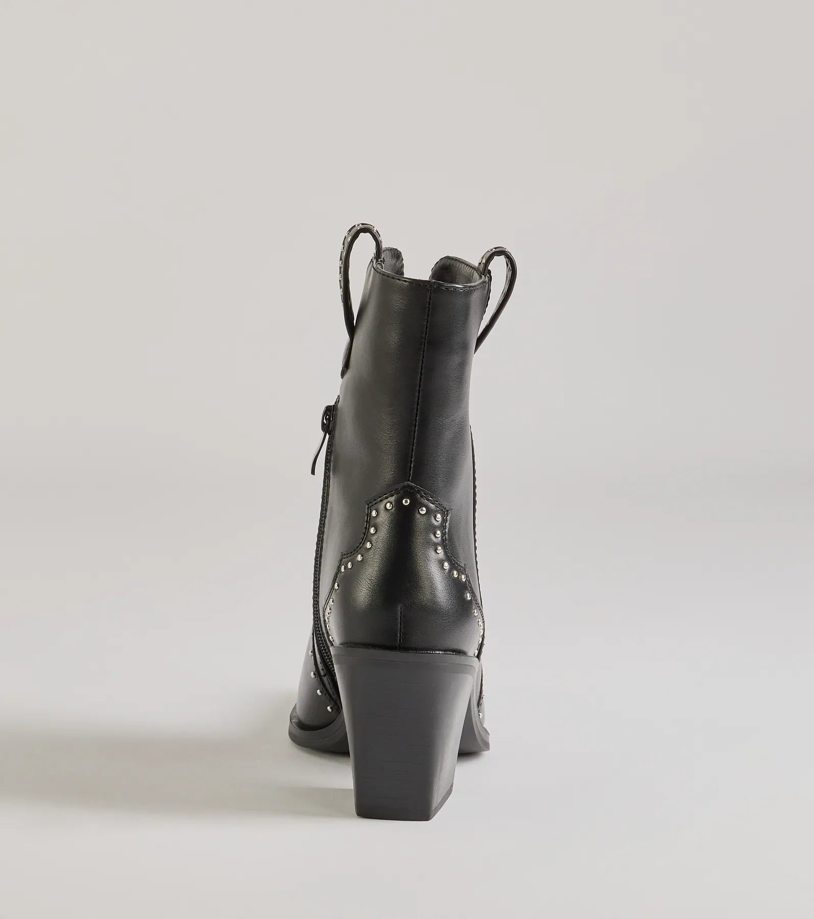 Chic Western Studded Faux Leather Booties - Image 4