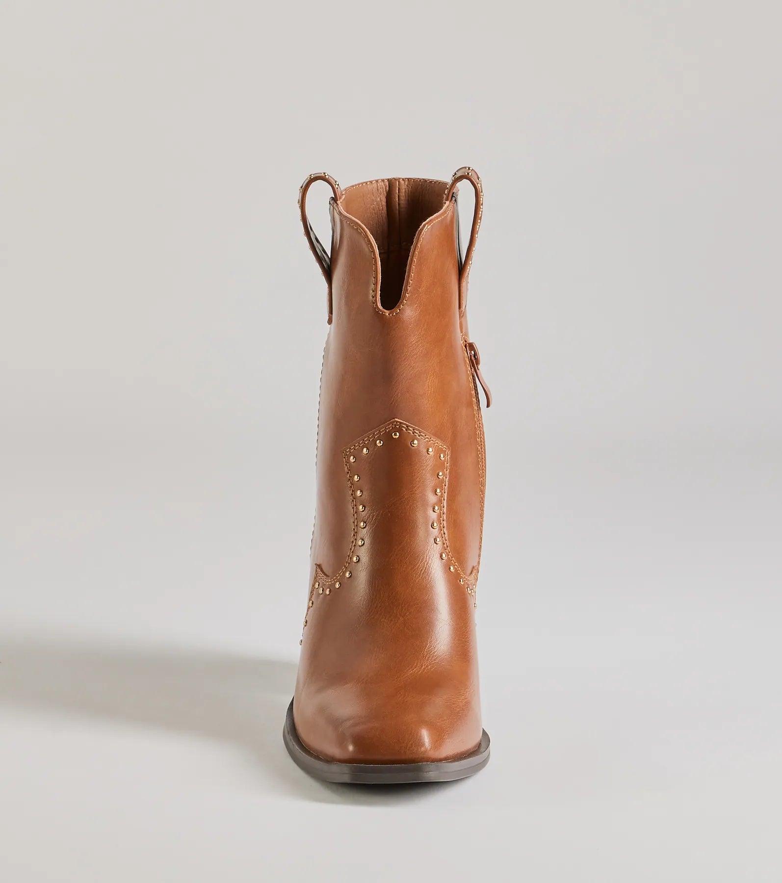 Chic Western Studded Faux Leather Booties - Image 11