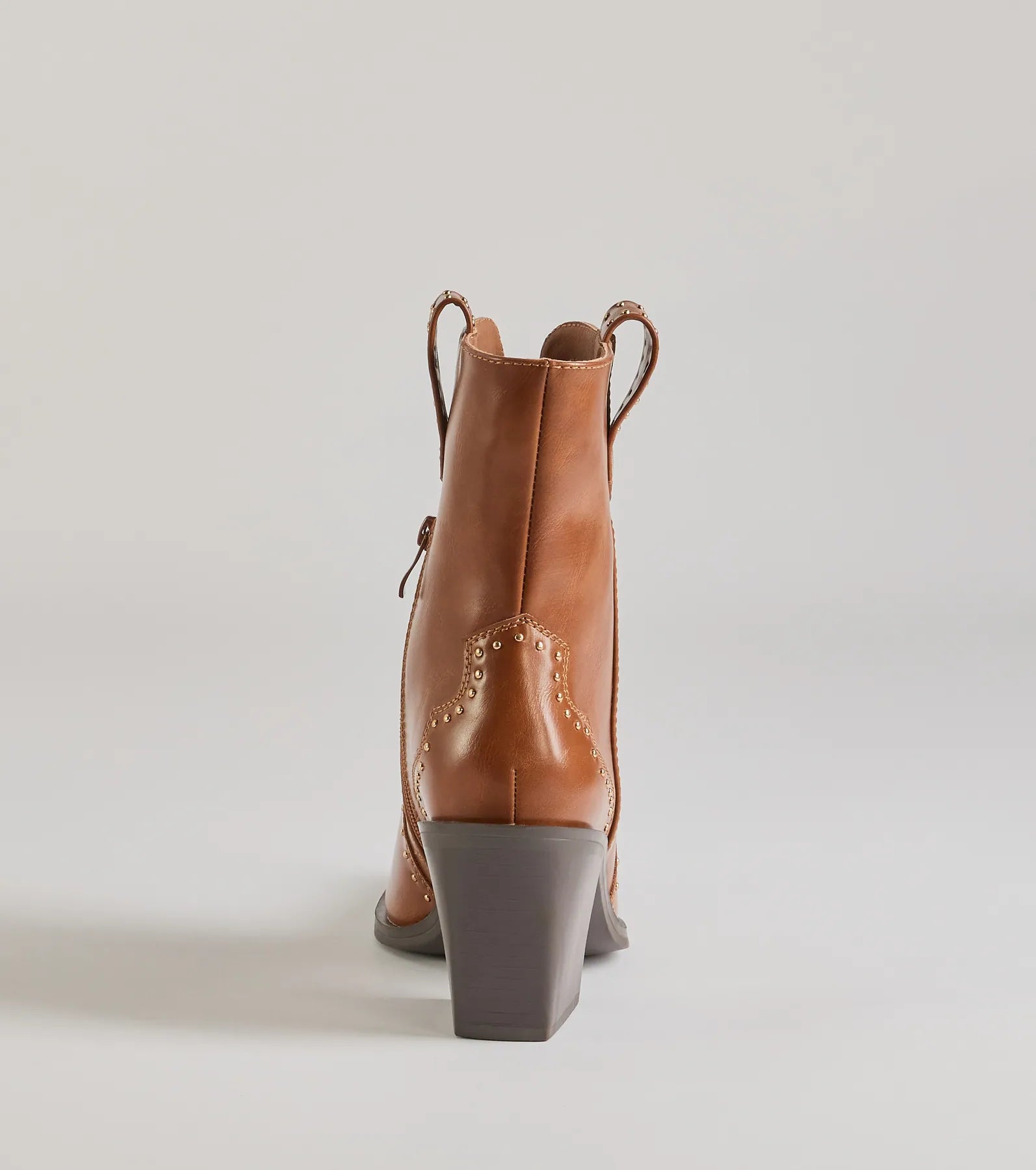 Chic Western Studded Faux Leather Booties - Image 12