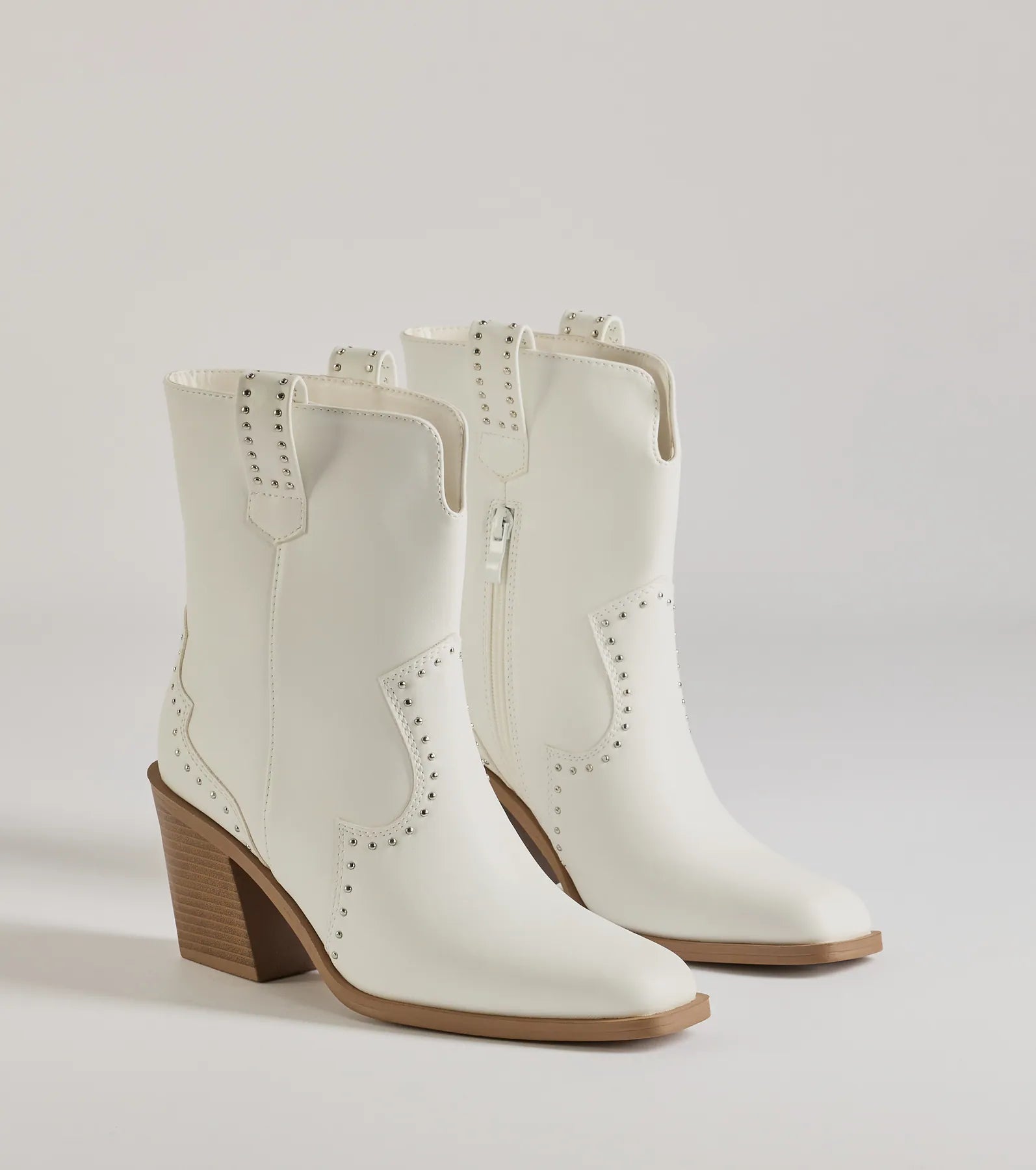 Chic Western Studded Faux Leather Booties - Image 5