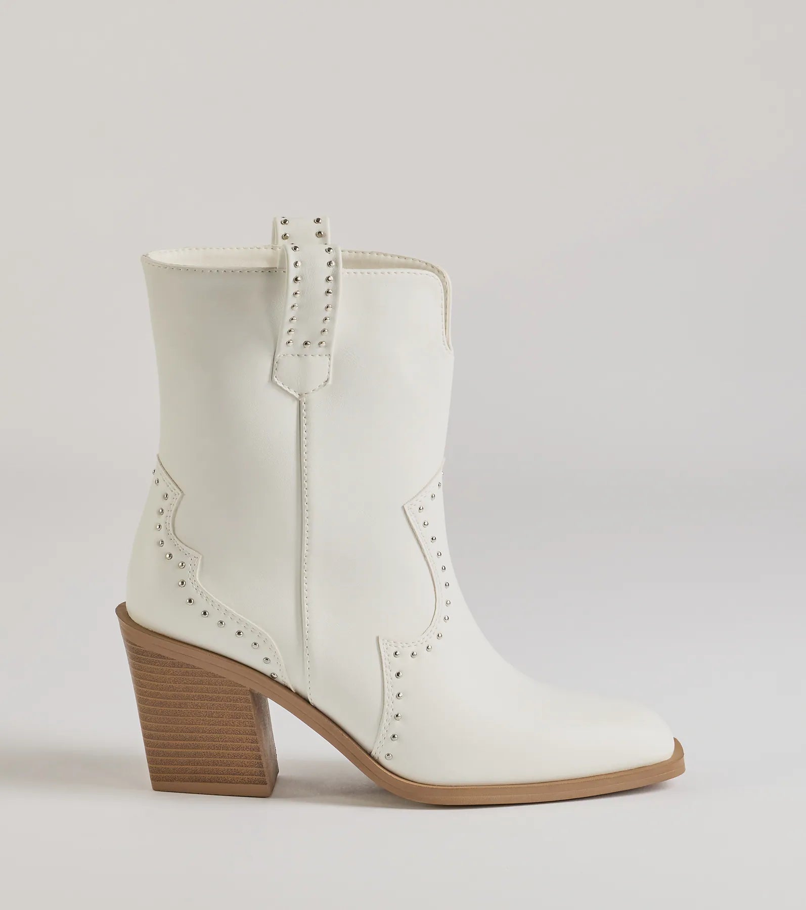 Chic Western Studded Faux Leather Booties - Image 6