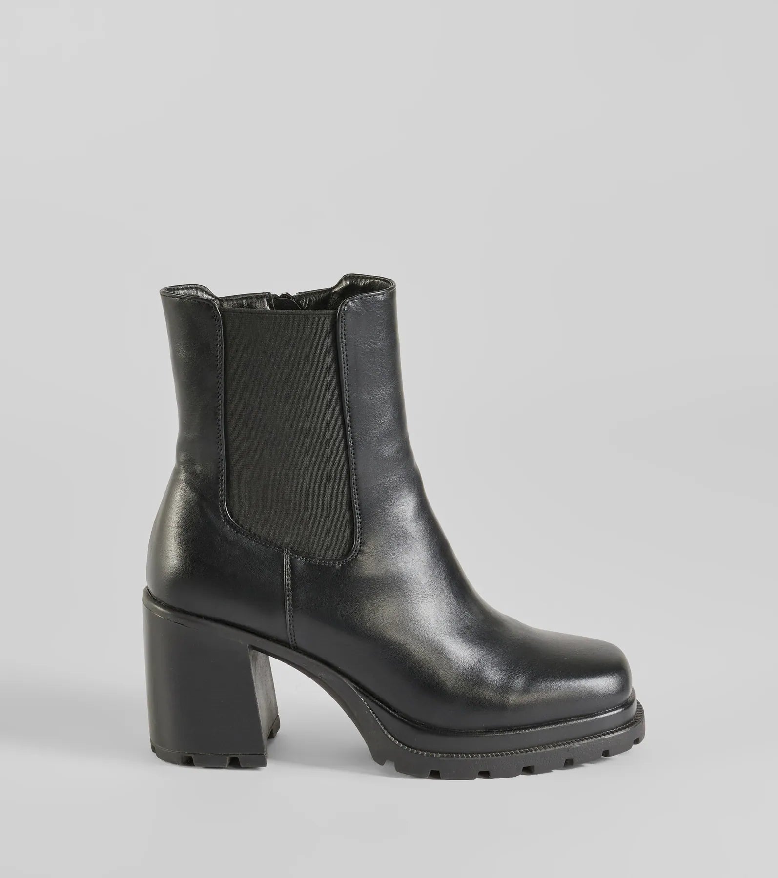 Edgy Strut Faux Leather Platform Booties - Image 2