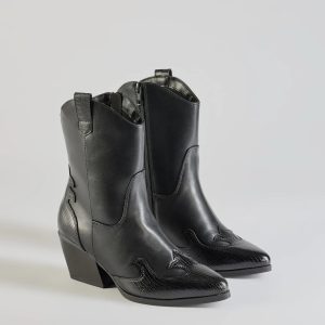 Edgy-Chic Faux Leather Western Booties