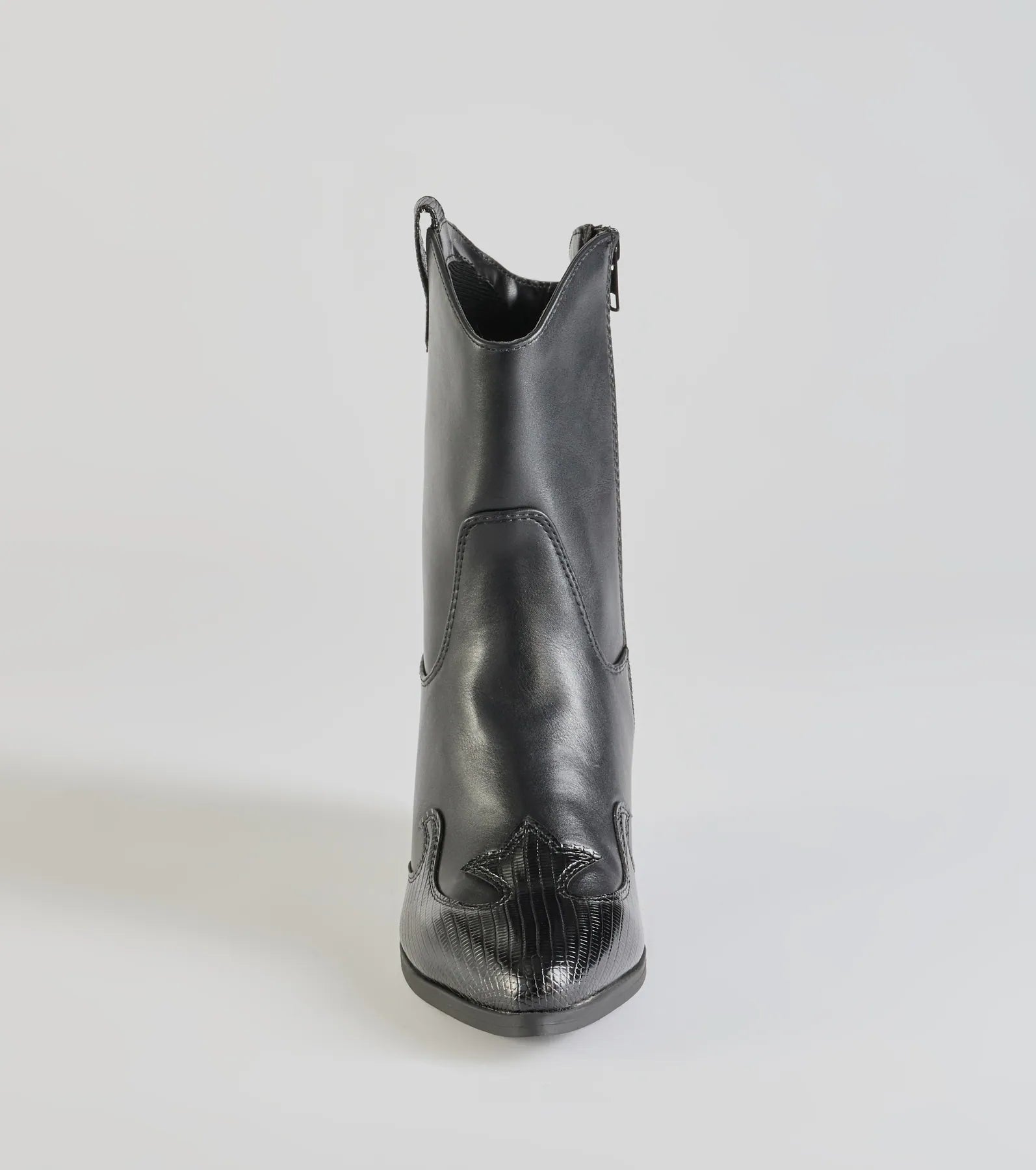 Edgy-Chic Faux Leather Western Booties - Image 3