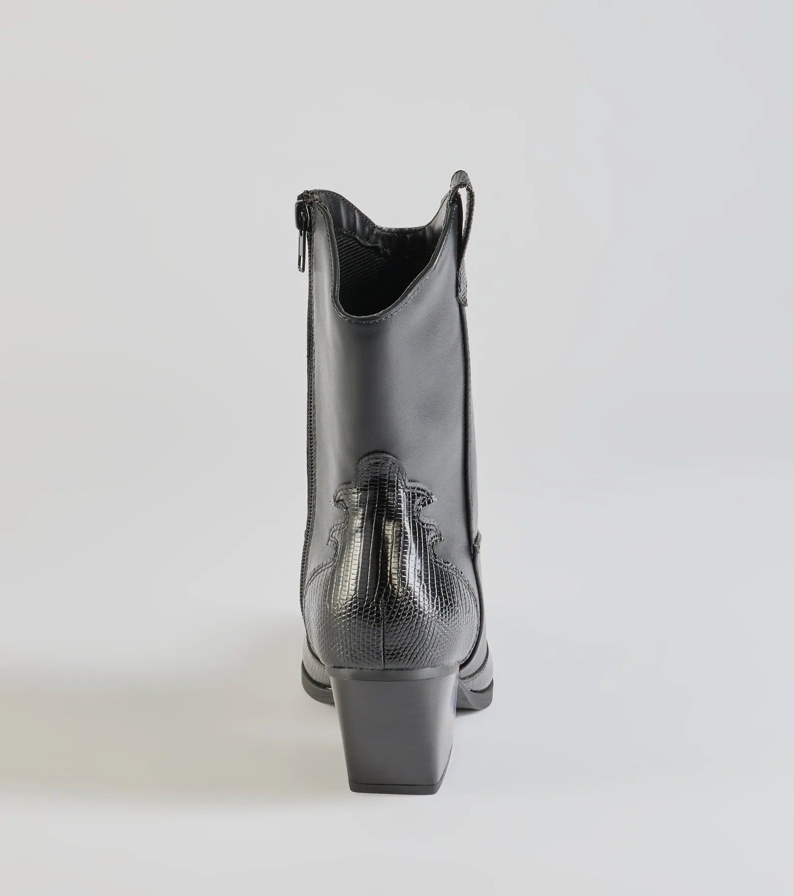 Edgy-Chic Faux Leather Western Booties - Image 4