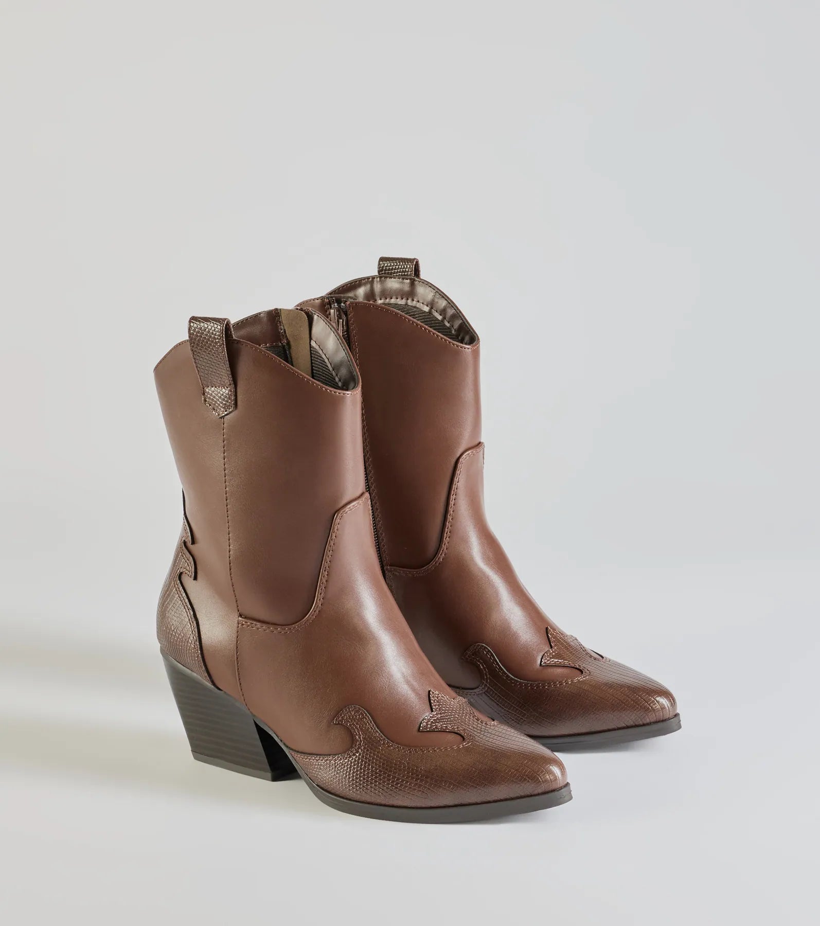 Edgy-Chic Faux Leather Western Booties - Image 5