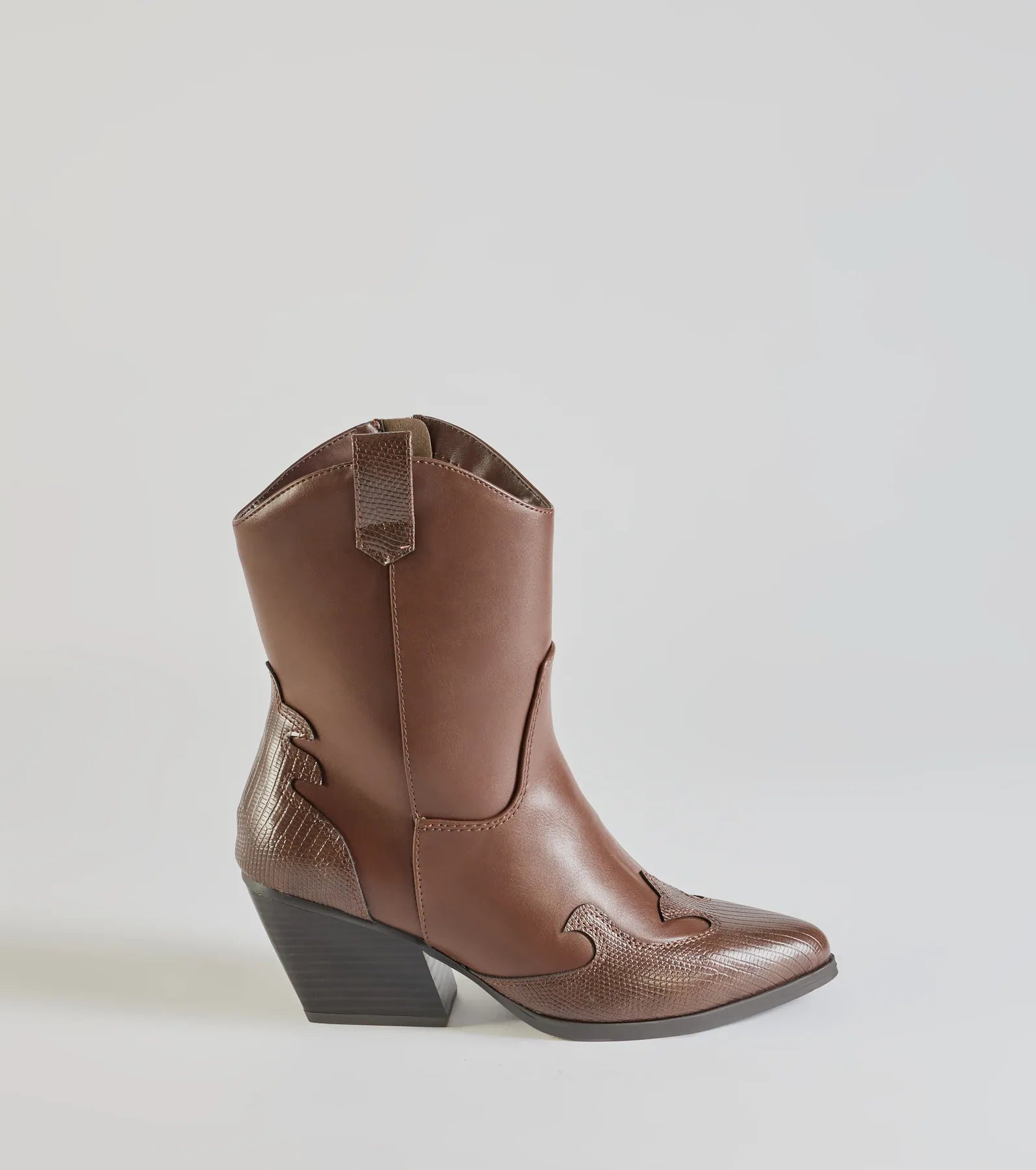 Edgy-Chic Faux Leather Western Booties - Image 6