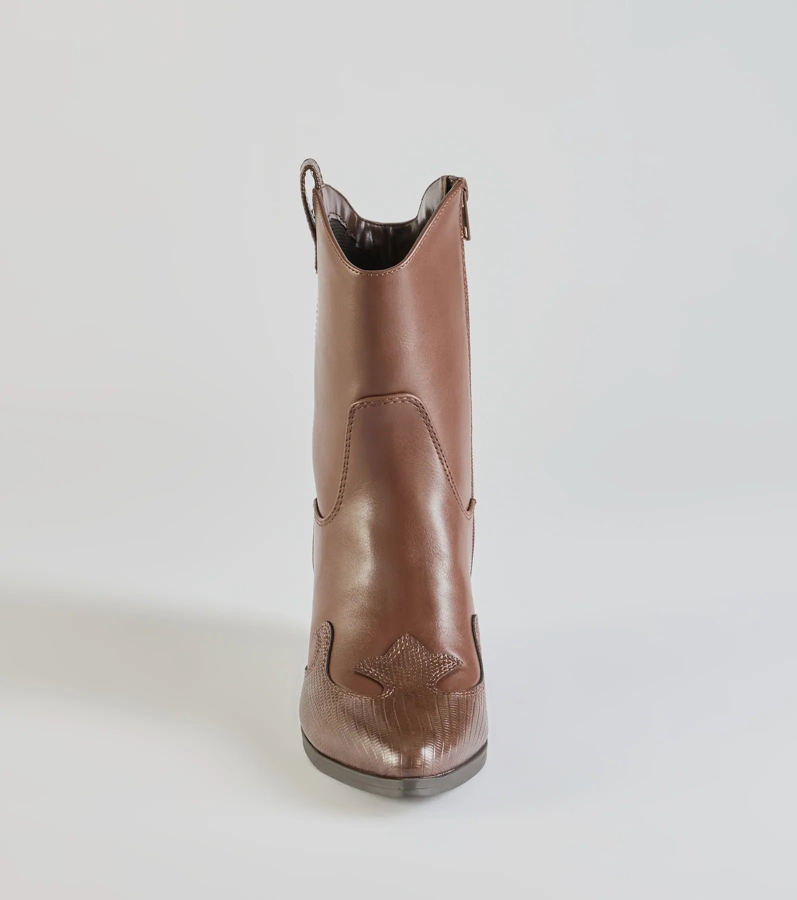Edgy-Chic Faux Leather Western Booties - Image 7
