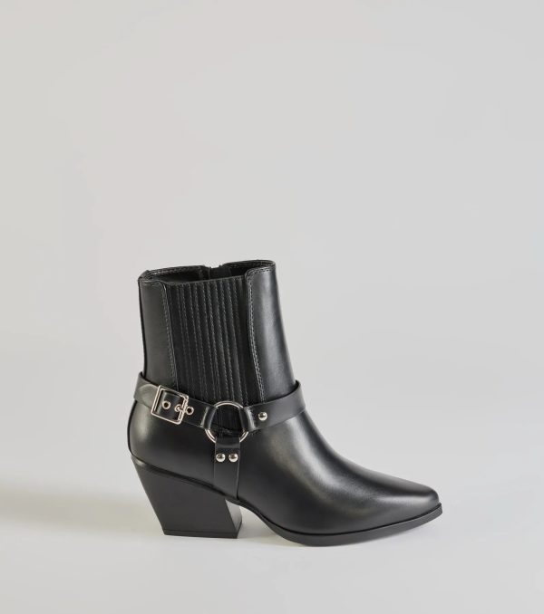 Sleek Strut Moto Western Ankle Booties - Image 2