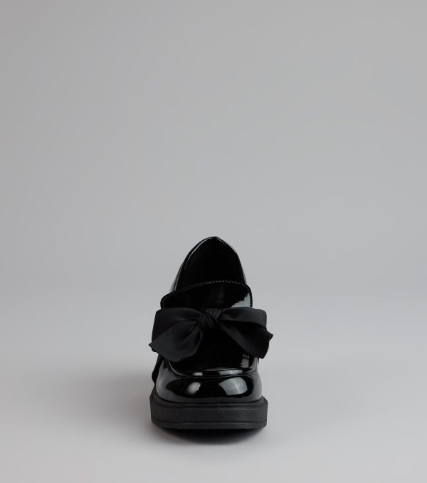 Gloss And Bow Block Heel Loafers - Image 4