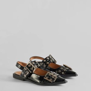 Trendy Look Pointed Toe Buckle Slingback Flats