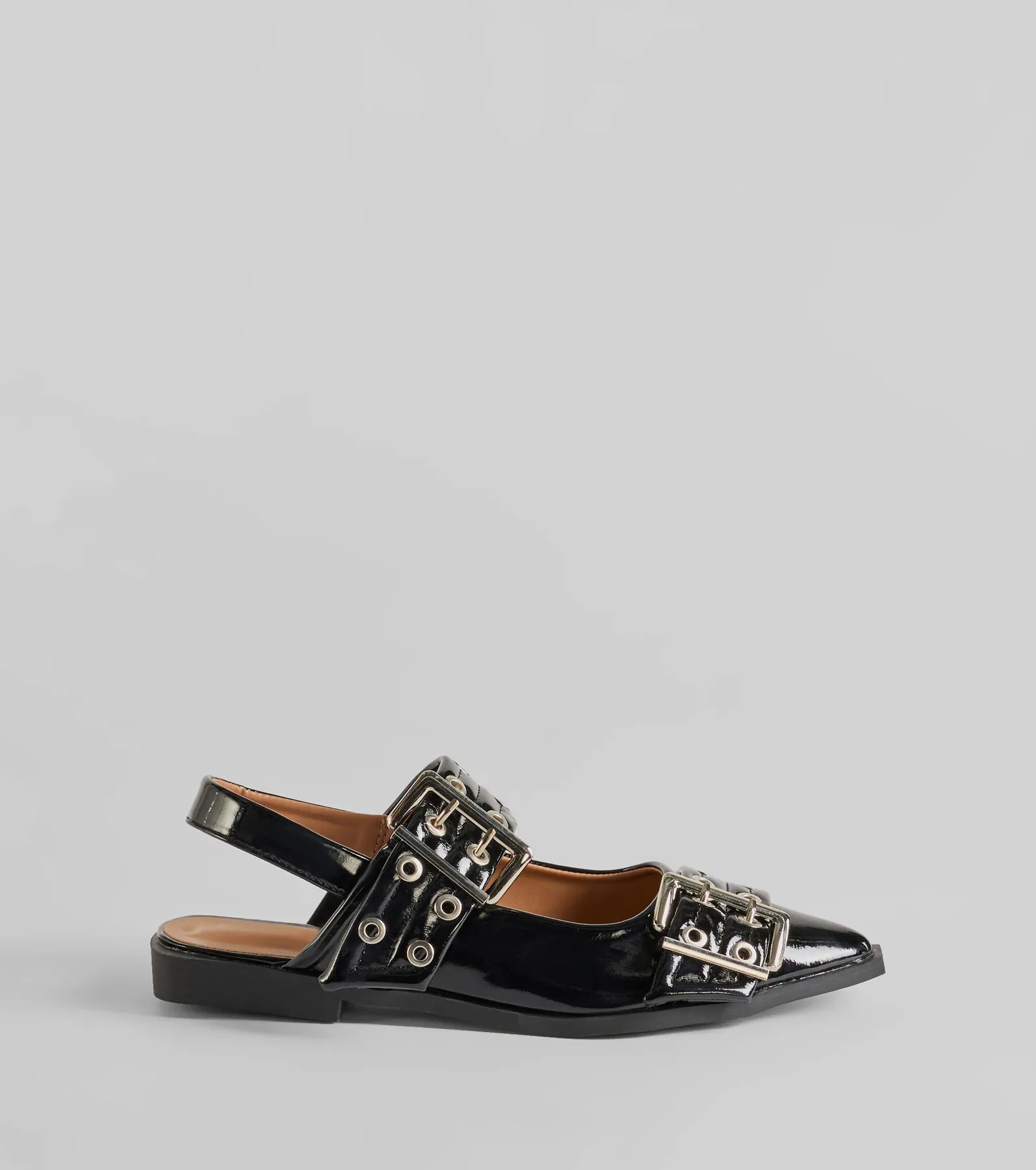 Trendy Look Pointed Toe Buckle Slingback Flats - Image 2