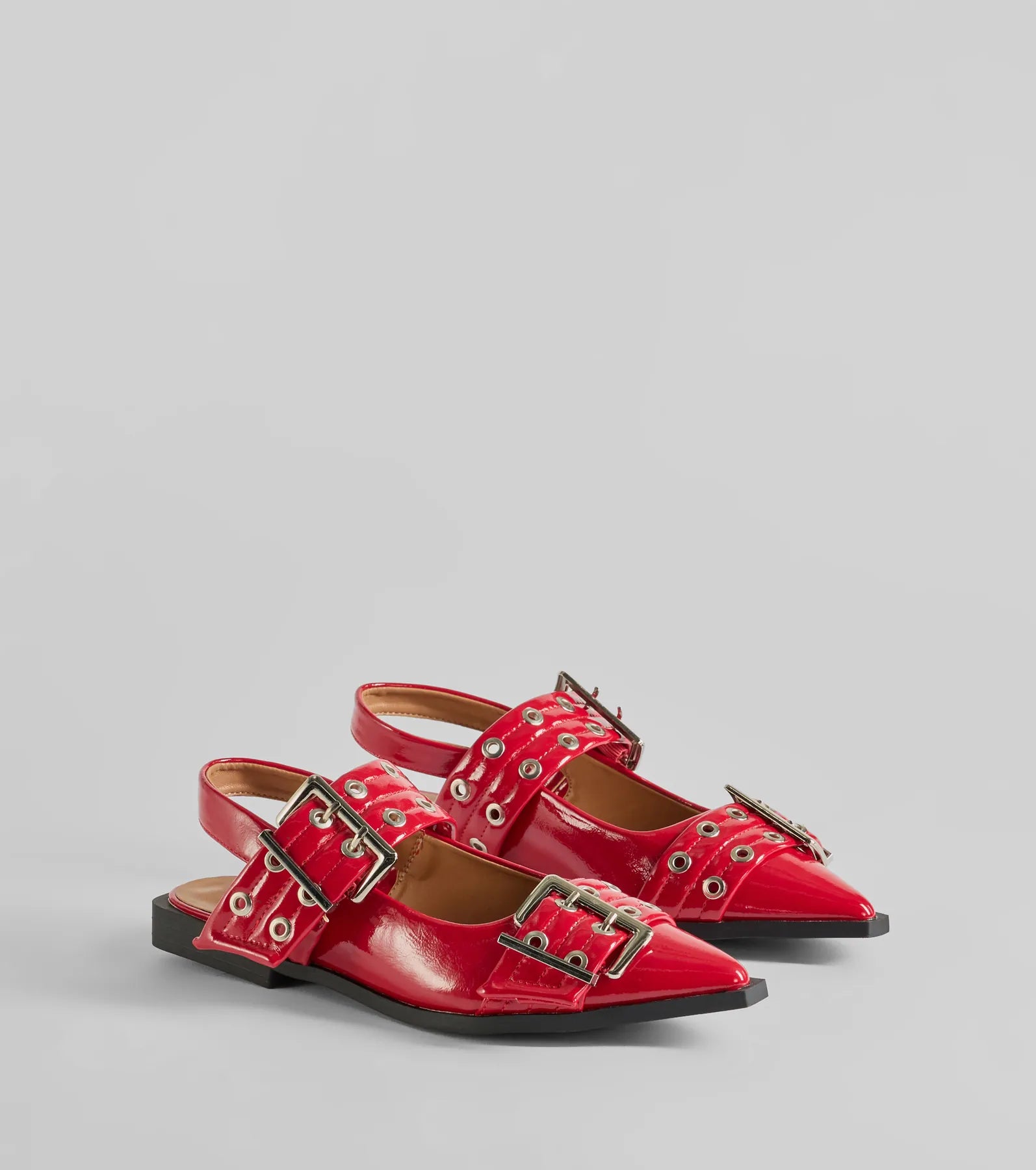 Trendy Look Pointed Toe Buckle Slingback Flats - Image 6