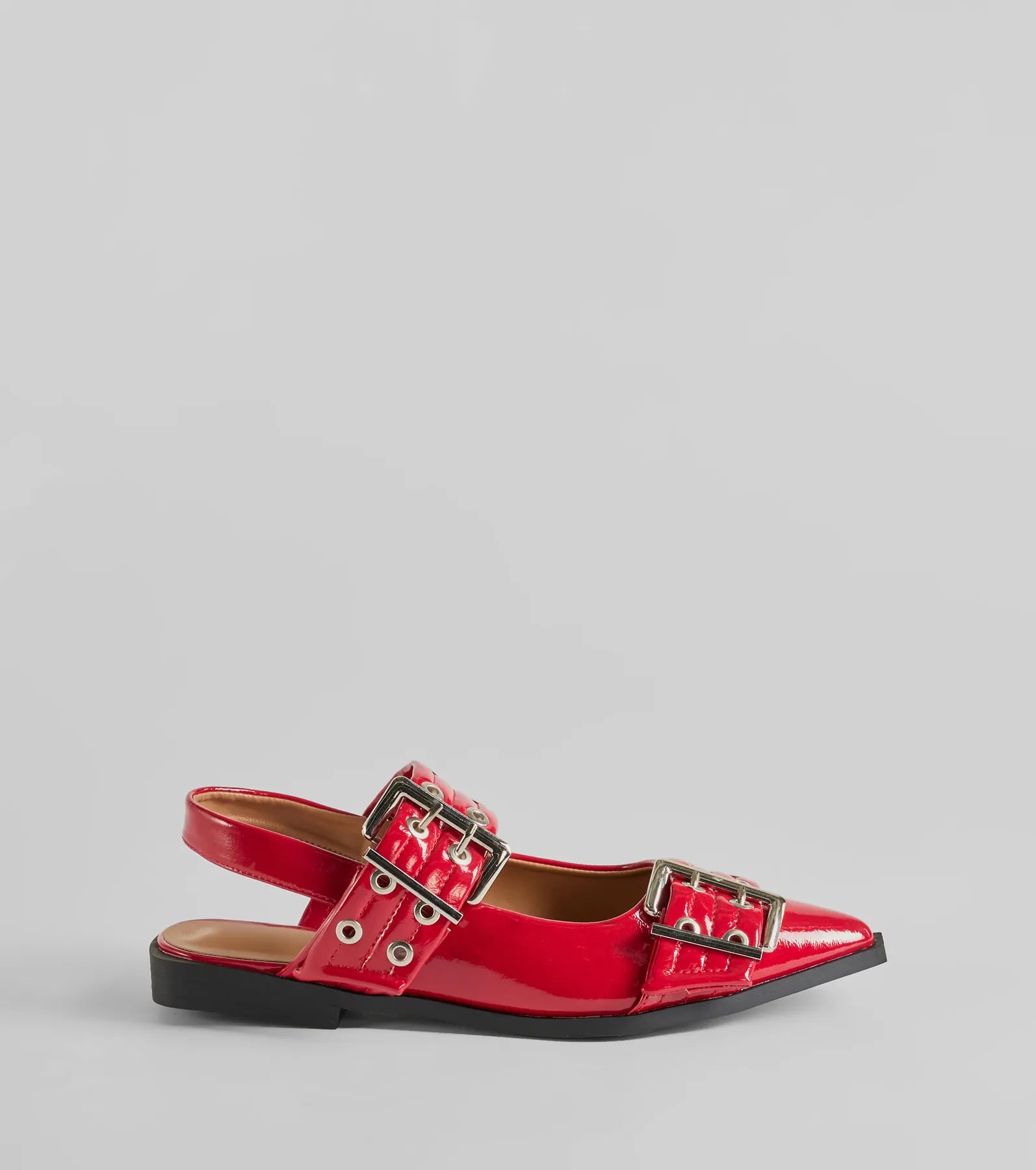 Trendy Look Pointed Toe Buckle Slingback Flats - Image 7