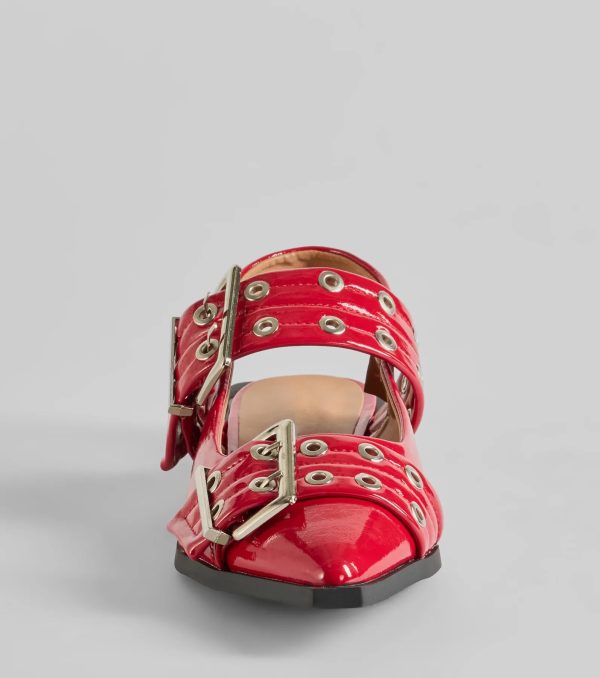 Trendy Look Pointed Toe Buckle Slingback Flats - Image 8