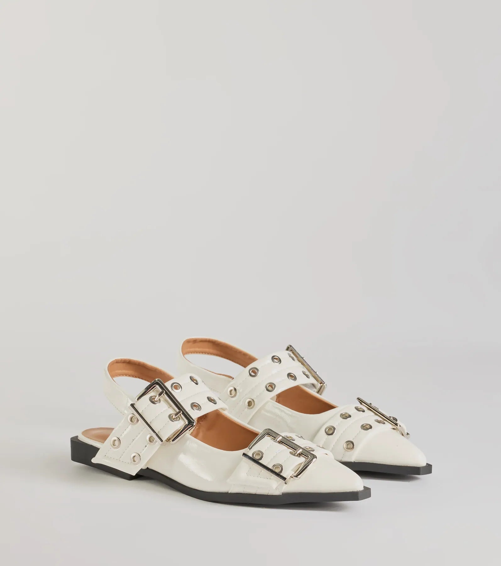 Trendy Look Pointed Toe Buckle Slingback Flats - Image 11