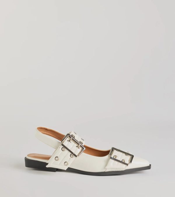 Trendy Look Pointed Toe Buckle Slingback Flats - Image 12