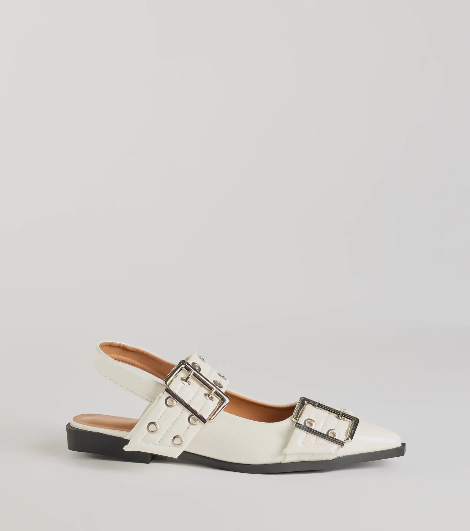 Trendy Look Pointed Toe Buckle Slingback Flats - Image 12