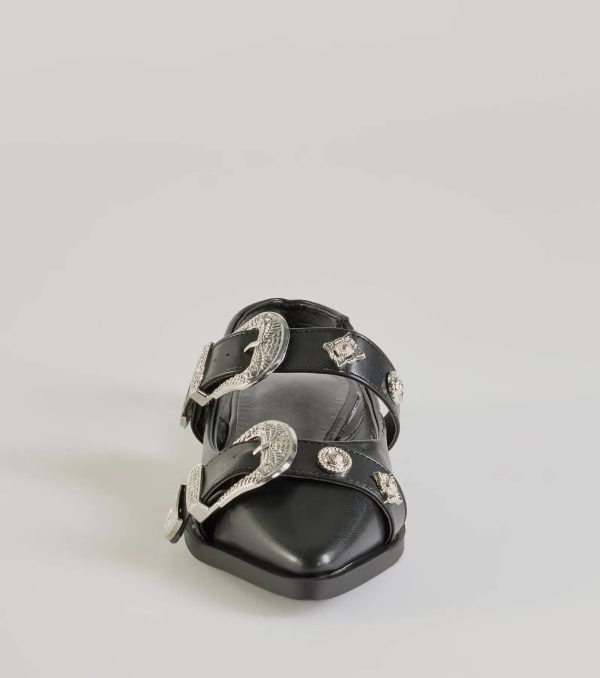 Western Flair Buckle Strap Sling-Back Flats - Image 4